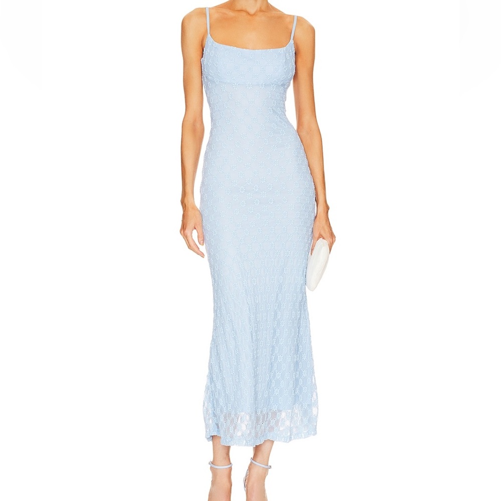 BARDOT Ardoni Mesh Midi Dress in Cornflower | Size 6